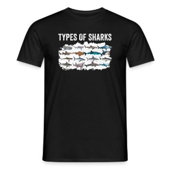 Types de requins - T-shirt homme - noir - Devant - AI Model Male 178 light (178cm)