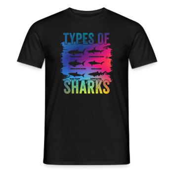 Types of Sharks - Men's T-Shirt - black - Front - AI Model Male 178 light (178cm)