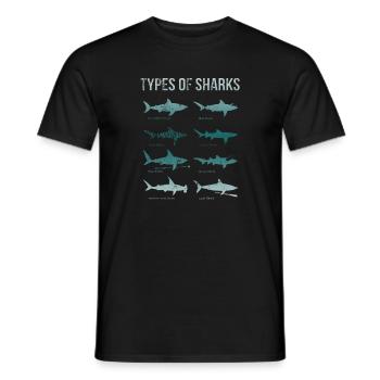 Types of Sharks - Men's T-Shirt - black - Front - AI Model Male 178 light (178cm)