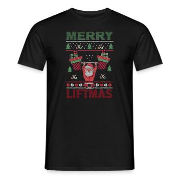 Merry Liftmas - Christmas Bodybuilder Gym Workout - Männer T-Shirt - Schwarz - Vorne - AI Model Male 178 light (178cm)