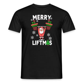 Merry Liftmas - Christmas Bodybuilder Gym Workout - Men's T-Shirt - black - Front - AI Model Male 178 light (178cm)