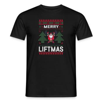 Merry Liftmas - Christmas Bodybuilder Gym Workout - Men's T-Shirt - black - Front - AI Model Male 178 light (178cm)