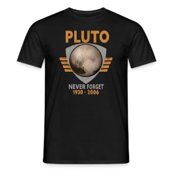 Never Forget Pluto Design Retro Style Funny Space - Männer T-Shirt - Schwarz - Vorne - AI Model Male 178 light (178cm)