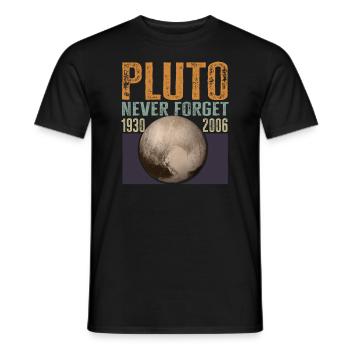Never Forget Pluto Design Retro Style Funny Space - Männer T-Shirt - Schwarz - Vorne - AI Model Male 178 light (178cm)