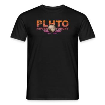 Never Forget Pluto Design Retro Style Funny Space - Männer T-Shirt - Schwarz - Vorne - AI Model Male 178 light (178cm)
