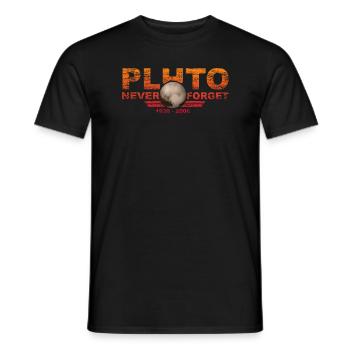 Never Forget Pluto Design Retro Style Funny Space - Männer T-Shirt - Schwarz - Vorne - AI Model Male 178 light (178cm)