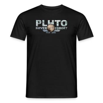 Never Forget Pluto Design Retro Style Funny Space - Männer T-Shirt - Schwarz - Vorne - AI Model Male 178 light (178cm)
