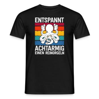 Entspannt Achtarmig Einen Reinorgeln - Männer T-Shirt - Schwarz - Vorne - AI Model Male 178 light (178cm)
