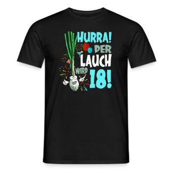 Hurra! Der Lauch Wird 18! Volljährig Endlich - Männer T-Shirt - Schwarz - Vorne - AI Model Male 178 light (178cm)