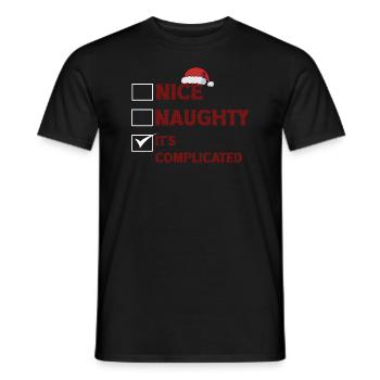 Nice Naughty C’est compliqué Liste de Noël Père Noël - T-shirt homme - noir - Devant - AI Model Male 178 light (178cm)