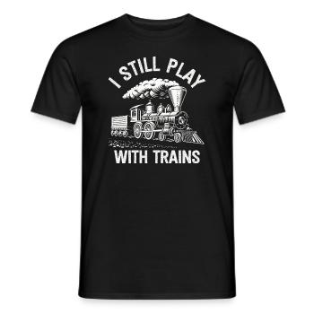 I Still Play With Trains Locomotive Engine Drivers - Männer T-Shirt - Schwarz - Vorne - AI Model Male 178 light (178cm)