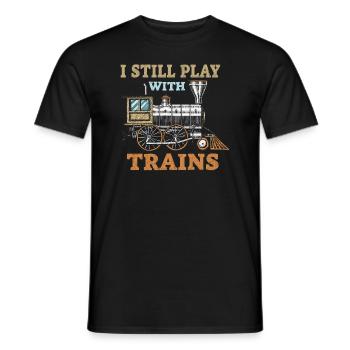 I Still Play With Trains Locomotive Engine Drivers - Männer T-Shirt - Schwarz - Vorne - AI Model Male 178 light (178cm)