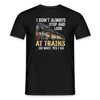 Je ne m’arrête pas toujours de regarder les trains Oh attendez - T-shirt homme - noir - Devant - AI Model Male 178 light (178cm)