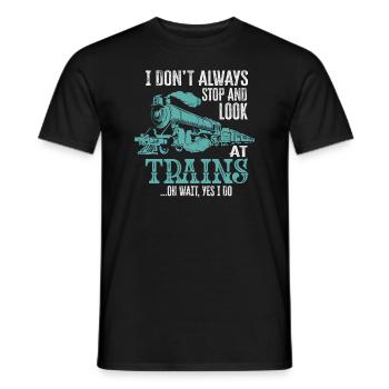 Je ne m’arrête pas toujours de regarder les trains Oh attendez - T-shirt homme - noir - Devant - AI Model Male 178 light (178cm)