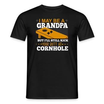 Je suis peut-être un grand-père, mais je vais quand même te botter les fesses - T-shirt homme - noir - Devant - AI Model Male 178 light (178cm)