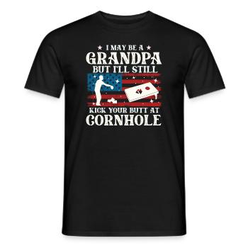 Je suis peut-être un grand-père, mais je vais quand même te botter les fesses - T-shirt homme - noir - Devant - AI Model Male 178 light (178cm)