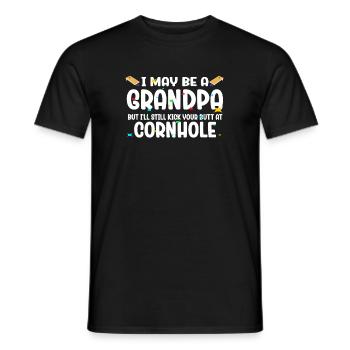I May Be A Grandpa But I'll Still Kick Cornhole - Men's T-Shirt - black - Front - AI Model Male 178 light (178cm)