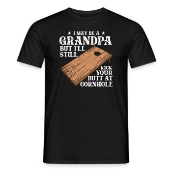 Je suis peut-être un grand-père, mais je vais quand même te botter les fesses - T-shirt homme - noir - Devant - AI Model Male 178 light (178cm)