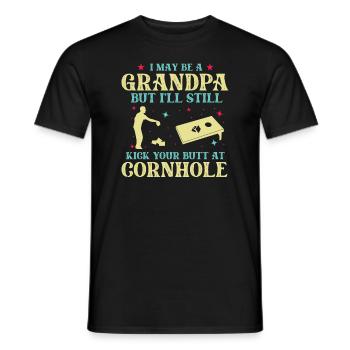 Je suis peut-être un grand-père, mais je vais quand même te botter les fesses - T-shirt homme - noir - Devant - AI Model Male 178 light (178cm)