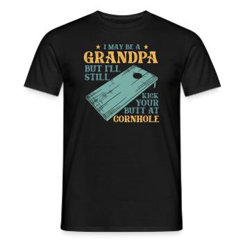 Je suis peut-être un grand-père, mais je vais quand même te botter les fesses - T-shirt homme - noir - Devant - AI Model Male 178 light (178cm)