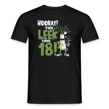 Adulte 18ème jour Hourra Le poireau a 18 ans - T-shirt homme - noir - Devant - AI Model Male 178 light (178cm)