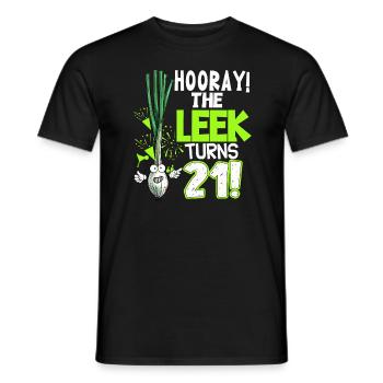 21th Bday Hooray The Leek Turns 21 Years Old - Men's T-Shirt - black - Front - AI Model Male 178 light (178cm)