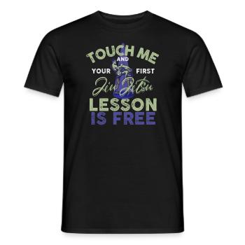 Touch Me And Your First Jiu Jitsu Lesson Is Free - Men's T-Shirt - black - Front - AI Model Male 178 light (178cm)