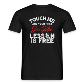 Touch Me And Your First Jiu Jitsu Lesson Is Free - Men's T-Shirt - black - Front - AI Model Male 178 light (178cm)