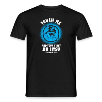 Touch Me And Your First Jiu Jitsu Lesson Is Free - Men's T-Shirt - black - Front - AI Model Male 178 light (178cm)