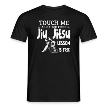 Touch Me And Your First Jiu Jitsu Lesson Is Free - Men's T-Shirt - black - Front - AI Model Male 178 light (178cm)
