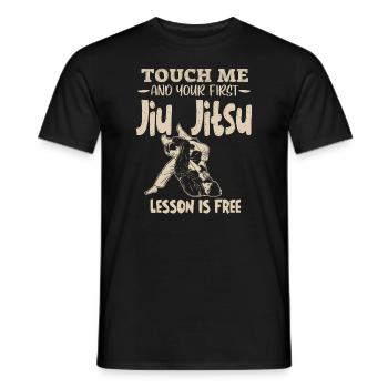 Touch Me And Your First Jiu Jitsu Lesson Is Free - Men's T-Shirt - black - Front - AI Model Male 178 light (178cm)