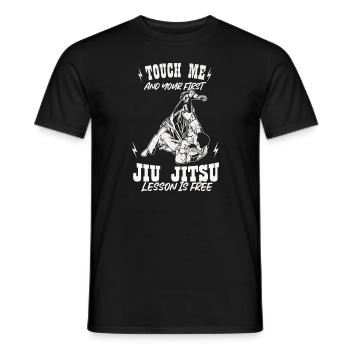 Touch Me And Your First Jiu Jitsu Lesson Is Free - Men's T-Shirt - black - Front - AI Model Male 178 light (178cm)