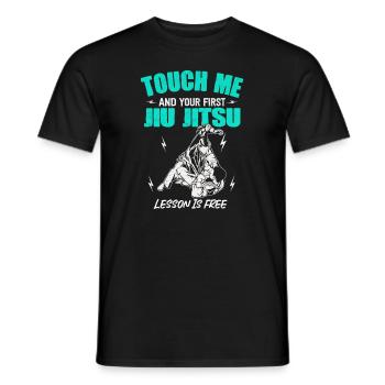 Touch Me And Your First Jiu Jitsu Lesson Is Free - Men's T-Shirt - black - Front - AI Model Male 178 light (178cm)