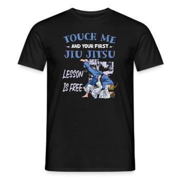 Touch Me And Your First Jiu Jitsu Lesson Is Free - Men's T-Shirt - black - Front - AI Model Male 178 light (178cm)
