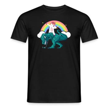 Dabbing Unicorn Riding T Rex Boys Girls Halloween - Männer T-Shirt - Schwarz - Vorne - AI Model Male 178 light (178cm)