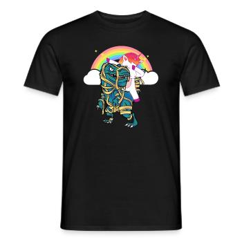 Dabbing Licorne Riding T Rex Garçons Filles Halloween - T-shirt homme - noir - Devant - AI Model Male 178 light (178cm)
