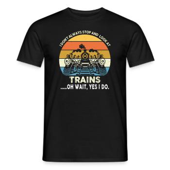 Je joue toujours avec les conducteurs de locomotives de trains - T-shirt homme - noir - Devant - AI Model Male 178 light (178cm)