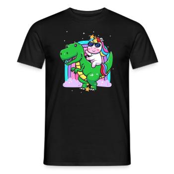 Dabbing Licorne Riding T Rex Garçons Filles Halloween - T-shirt homme - noir - Devant - AI Model Male 178 light (178cm)