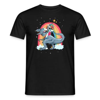 Dabbing Einhorn Reiten T Rex Jungen Mädchen Halloween - Männer T-Shirt - Schwarz - Vorne - AI Model Male 178 light (178cm)