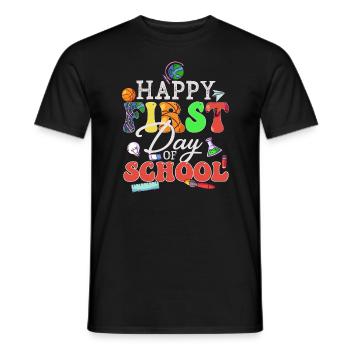 Happy First Day Of School - Men's T-Shirt - black - Front - AI Model Male 178 light (178cm)