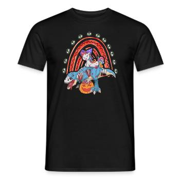 Dabbing Licorne Riding T Rex Garçons Filles Halloween - T-shirt homme - noir - Devant - AI Model Male 178 light (178cm)