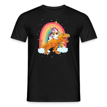 Dabbing Licorne Riding T Rex Garçons Filles Halloween - T-shirt homme - noir - Devant - AI Model Male 178 light (178cm)