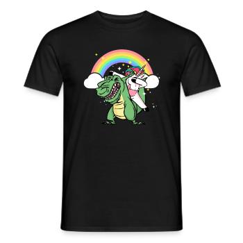 Dabbing Licorne Riding T Rex Garçons Filles Halloween - T-shirt homme - noir - Devant - AI Model Male 178 light (178cm)
