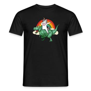 Dabbing Licorne Riding T Rex Garçons Filles Halloween - T-shirt homme - noir - Devant - AI Model Male 178 light (178cm)