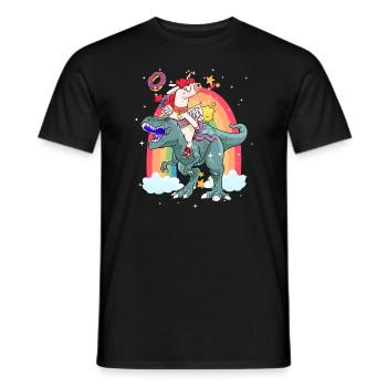 Dabbing Licorne Riding T Rex Garçons Filles Halloween - T-shirt homme - noir - Devant - AI Model Male 178 light (178cm)