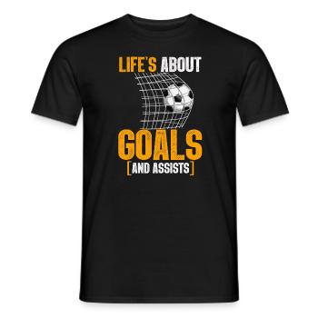 Im Leben geht es um Tore und Vorlagen Futbol Fußball - Männer T-Shirt - Schwarz - Vorne - AI Model Male 178 light (178cm)