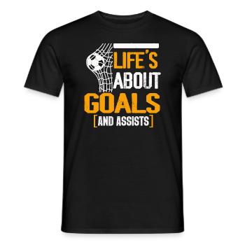 Im Leben geht es um Tore und Vorlagen Futbol Fußball - Männer T-Shirt - Schwarz - Vorne - AI Model Male 178 light (178cm)