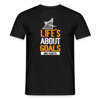 Im Leben geht es um Tore und Vorlagen Futbol Fußball - Männer T-Shirt - Schwarz - Vorne - AI Model Male 178 light (178cm)