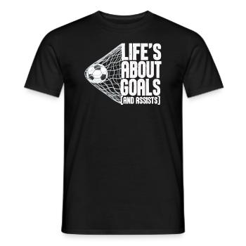 Im Leben geht es um Tore und Vorlagen Futbol Fußball - Männer T-Shirt - Schwarz - Vorne - AI Model Male 178 light (178cm)