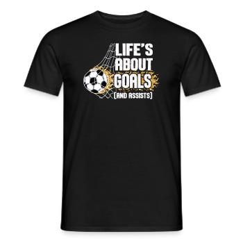 Im Leben geht es um Tore und Vorlagen Futbol Fußball - Männer T-Shirt - Schwarz - Vorne - AI Model Male 178 light (178cm)